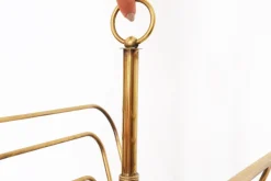 Pamono French Magazine Rack in Brass and Wood attributed to Jacques Adnet, 20th Century><noscript><img width=