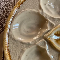 Pamono French Majolica Oyster Plates from Saint Clément, 1960s, Set of 4><noscript><img width=