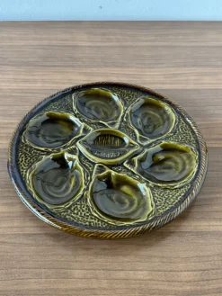 Pamono French Majolica Oyster Plate from St. Clement, France, 1970s
