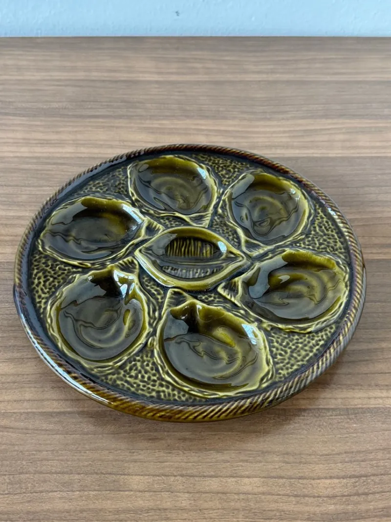 Pamono French Majolica Oyster Plate from St. Clement, France, 1970s