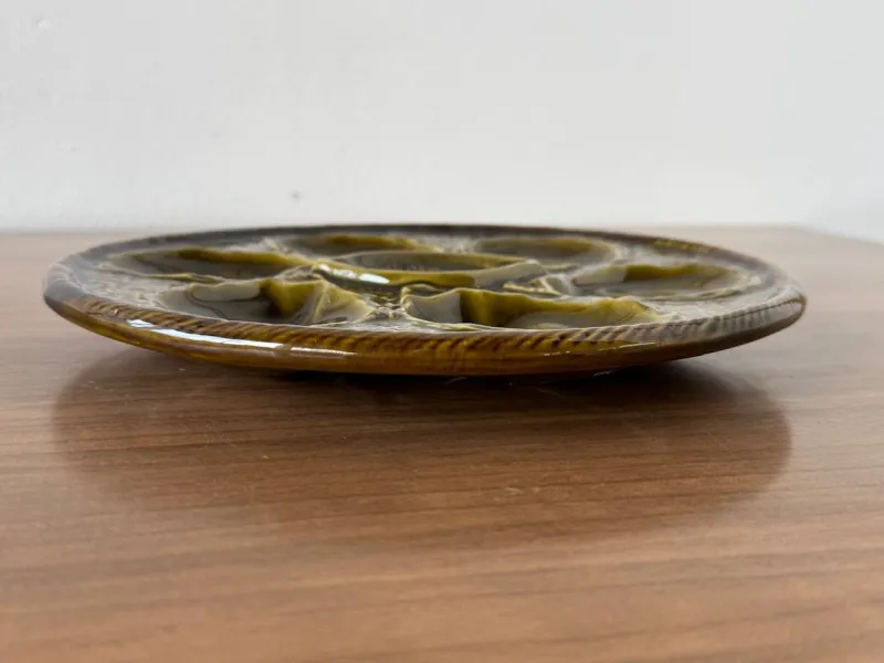 Pamono French Majolica Oyster Plate from St. Clement, France, 1970s