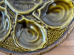 Pamono French Majolica Oyster Plate from St. Clement, France, 1970s