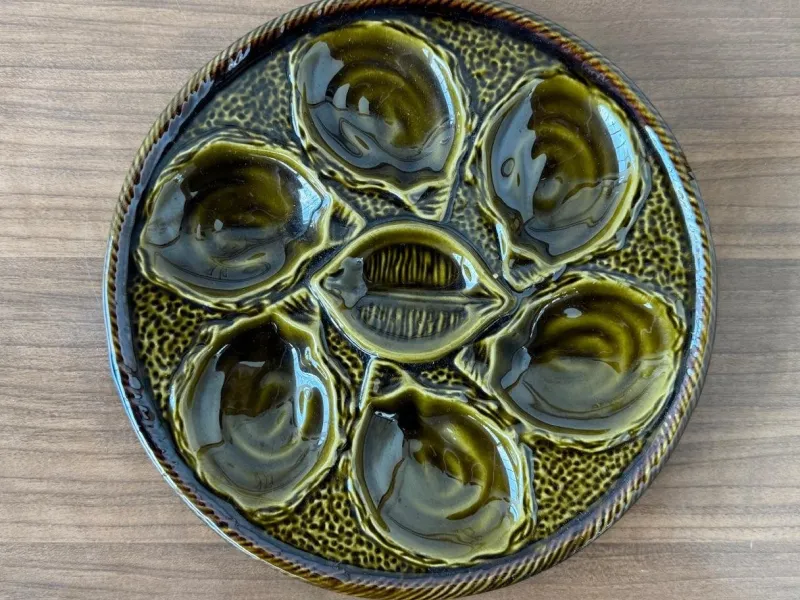 Pamono French Majolica Oyster Plate from St. Clement, France, 1970s