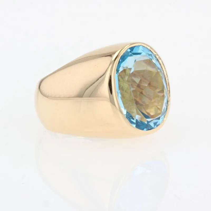 Clearance Pamono French Modern 10 Carat Topaz and 18 Karat Yellow Gold Bangle Ring