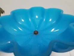 Pamono French Napoleon III Blue Opaline Glass Compotiere Table Centerpiece, 1890s><noscript><img width=