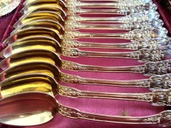 Clearance Pamono French Napoleon III Tea Set in Silver and Gold Vermeil, Set of 15