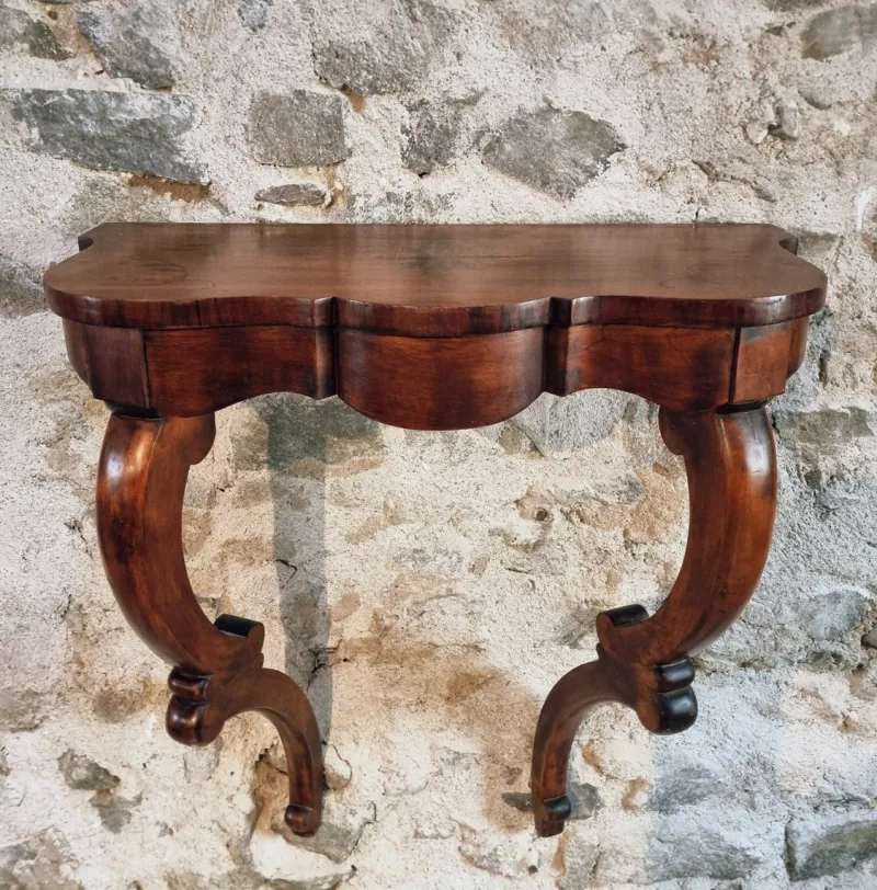 Pamono French Napoleon III Wall Console Table in Mahogany, 1800s