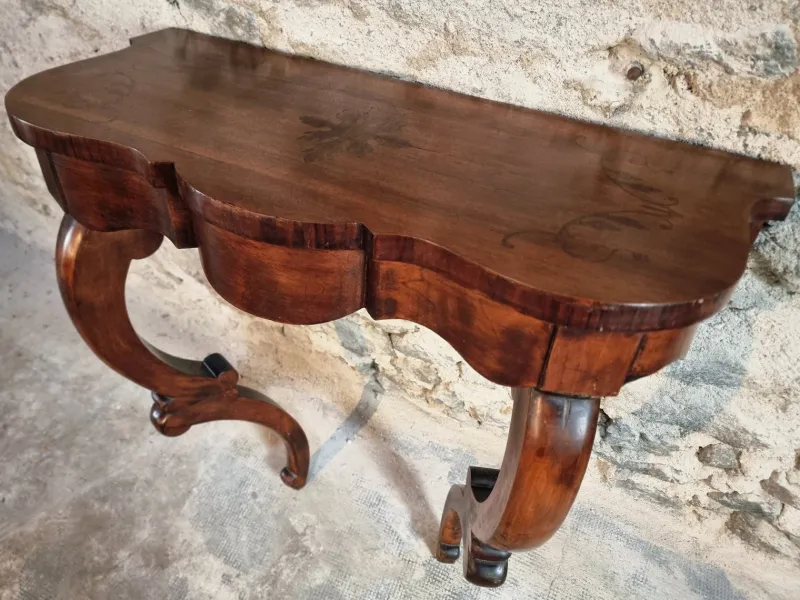 Pamono French Napoleon III Wall Console Table in Mahogany, 1800s