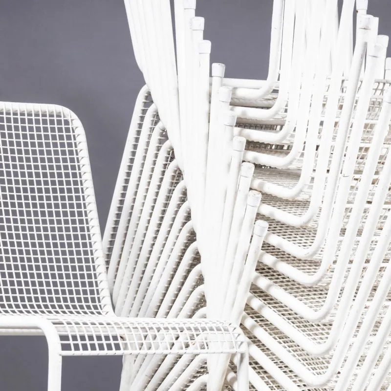 Pamono French Original Wire Mesh White Outdoor Dining Chair, 1970s> Garden Seating