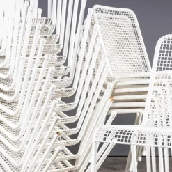 Pamono French Original Wire Mesh White Outdoor Dining Chair, 1970s><noscript><img width=