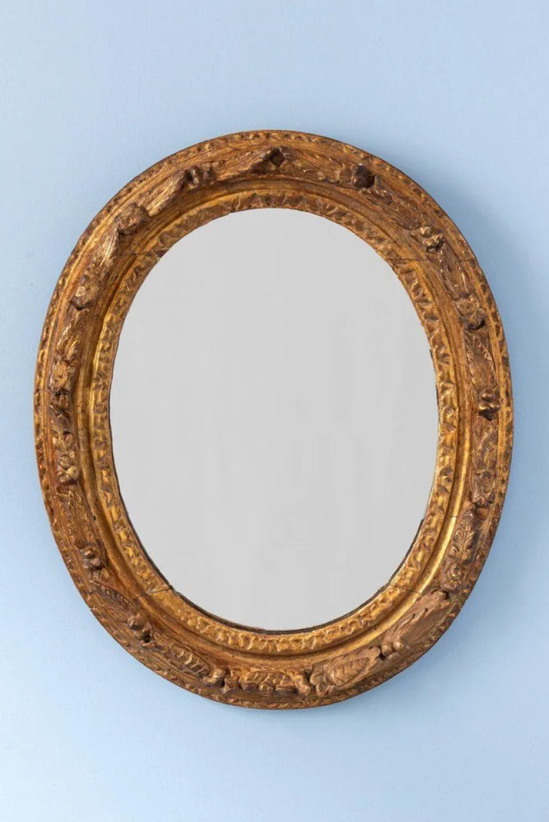 Outlet Pamono French Oval Gilt Gesso Mirror, 18th Century