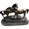 Discount Pamono French Patinated Bronze Miniature Figure of Two Horses by P. J. Mene