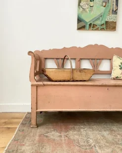 Sale Pamono French Pink Settle Bench, Early 20th Century