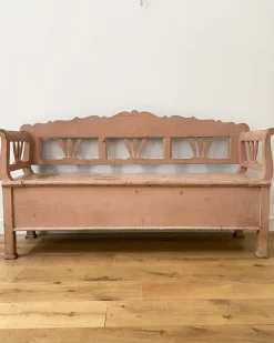 Sale Pamono French Pink Settle Bench, Early 20th Century
