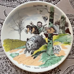Pamono French Plates by Benjamin Rabier for Sarreguemines, 1930s, Set of 6><noscript><img width=