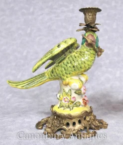 Hot Pamono French Porcelain Parrot Candleholders, Set of 2