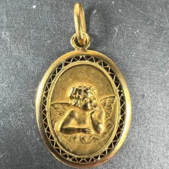 Pamono French Raphaels Cherub 18k Yellow Gold Charm Pendant, 1890s> Necklaces