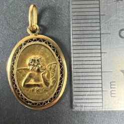Pamono French Raphaels Cherub 18k Yellow Gold Charm Pendant, 1890s><noscript><img width=
