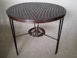 Pamono French Rattan and Iron Bistro Table, 1950s> Garden Tables