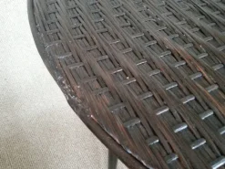 Pamono French Rattan and Iron Bistro Table, 1950s><noscript><img width=