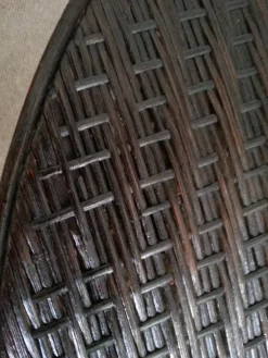 Pamono French Rattan and Iron Bistro Table, 1950s><noscript><img width=