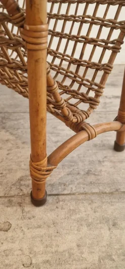 Pamono French Rattan Magazine Rack, 1975><noscript><img width=