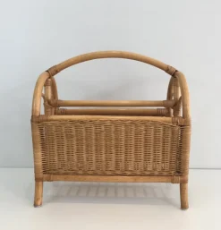 Hot Pamono French Rattan Magazine Rack, 1970s