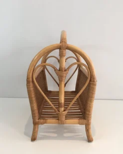 Hot Pamono French Rattan Magazine Rack, 1970s