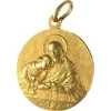 Pamono French Religious Medal Jesus Christ Holy Communion 18k Yellow Gold Charm Pendant, 1890s> Necklaces