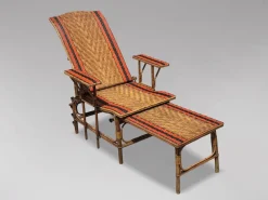 New Pamono French Riviera Chaise Lounge in Bamboo and Rattan, 1910
