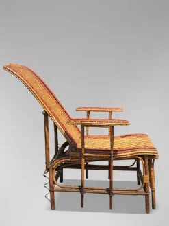 New Pamono French Riviera Chaise Lounge in Bamboo and Rattan, 1910