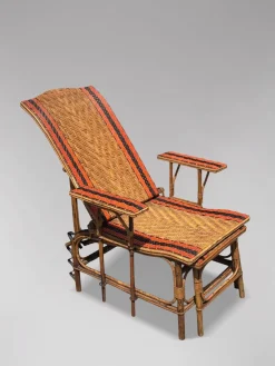 New Pamono French Riviera Chaise Lounge in Bamboo and Rattan, 1910