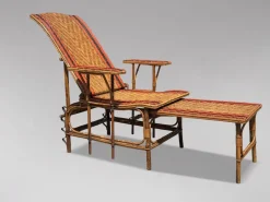 New Pamono French Riviera Chaise Lounge in Bamboo and Rattan, 1910
