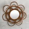 Pamono French Riviera Flower Rattan Sunburst Mirror, 1960s> Mirrors