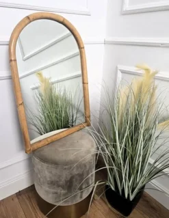 Outlet Pamono French Riviera Style Bamboo Rattan Arched Wall Mirror, Italy, 1960s