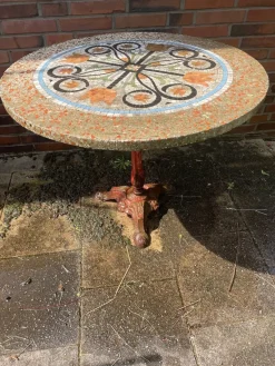 New Pamono French Round Bistro Garden Table, 1920s