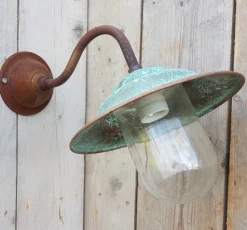 Pamono French Rusty Outdoor Copper Barn Lamp Light><noscript><img width=