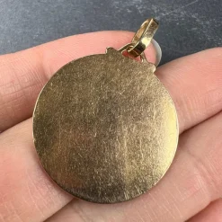 Hot Pamono French Saint Christopher 18k Yellow Gold Charm Pendant, 1950s