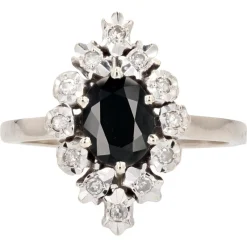 Best Pamono French Sapphire and Diamonds Ring in 18 Karat White Gold, 1970s