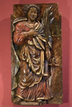 Sale Pamono French School Artist, High Relief of Saint Barbara, 1500s-1600s, Oak