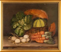 Pamono French School Artist, Kitchen Still Life, Oil Painting on Canvas, Late 19th Century, Framed><noscript><img width=