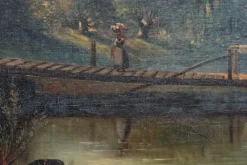Pamono French School Artist, Le Lavoir, Oil on Canvas, 19th Century, Framed><noscript><img width=