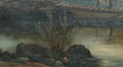 Pamono French School Artist, Le Lavoir, Oil on Canvas, 19th Century, Framed><noscript><img width=