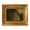 Pamono French School Artist, Reading in the Woods, Late 18th Century, Oil Painting, Framed> Old Masters