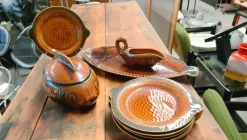 Discount Pamono French Service in the Shape of a Fish in Majolica from Sarreguemines, 1970s, Set of 15
