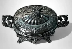 Best Pamono French Silver Sugar Bowl with Cobalt Blue Glass, 1840s