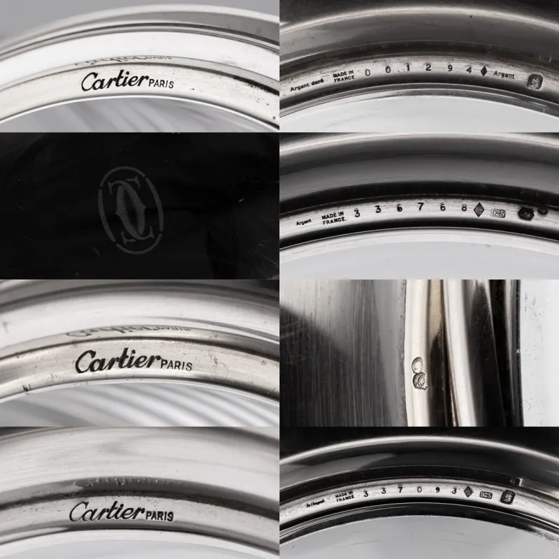 Pamono French Silver-Mounted Glass Ice Buckets & Champagne Cooler by Cartier, 1990s, Set of 3> Ice Buckets & Wine Coolers