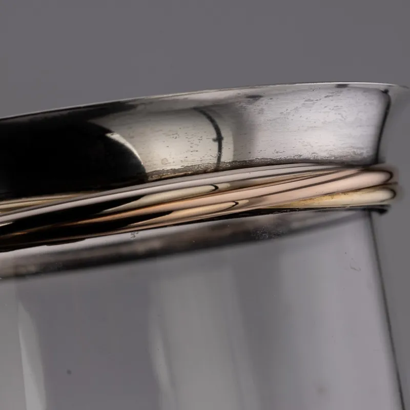 Pamono French Silver-Mounted Glass Ice Buckets & Champagne Cooler by Cartier, 1990s, Set of 3> Ice Buckets & Wine Coolers