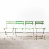 Pamono French Slatted Green Outdoor Folding Chairs, 1950s, Set of 4> Garden Seating