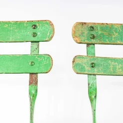 Pamono French Slatted Green Outdoor Folding Chairs, 1950s, Set of 4><noscript><img width=